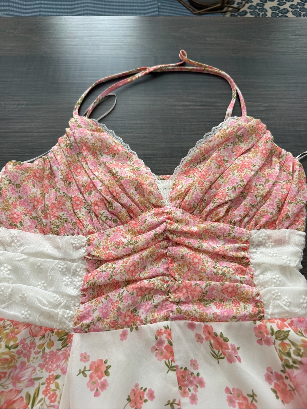 Altar'd State Pink Floral Tiered Maxi Dress with Spaghetti Straps - Picture 3 of 4